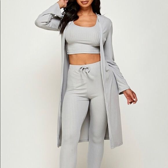 Three Piece Set Cropped Top Pants‎ and Cardigan - Picture 2 of 6